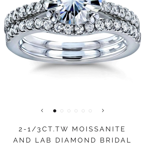 2-1/3CT.TW MOISSANITE AND LAB DIAMOND BRIDAL SET - WHITE GOLD - Picture 2 of 9